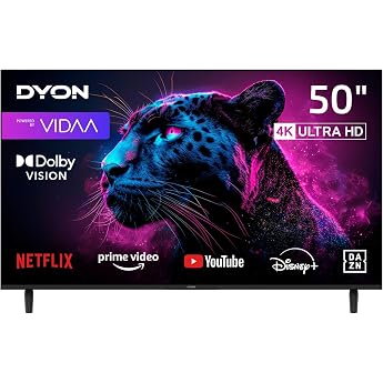 DYON Movie Smart 50 VX TV 50 inches 126 cm 4K Ultra-HD Smart TV Triple Tuner DVB-C / -4K / -S2 / -T2 App Store Prime Video Netflix YouTube DAZN Disney + Model 2024