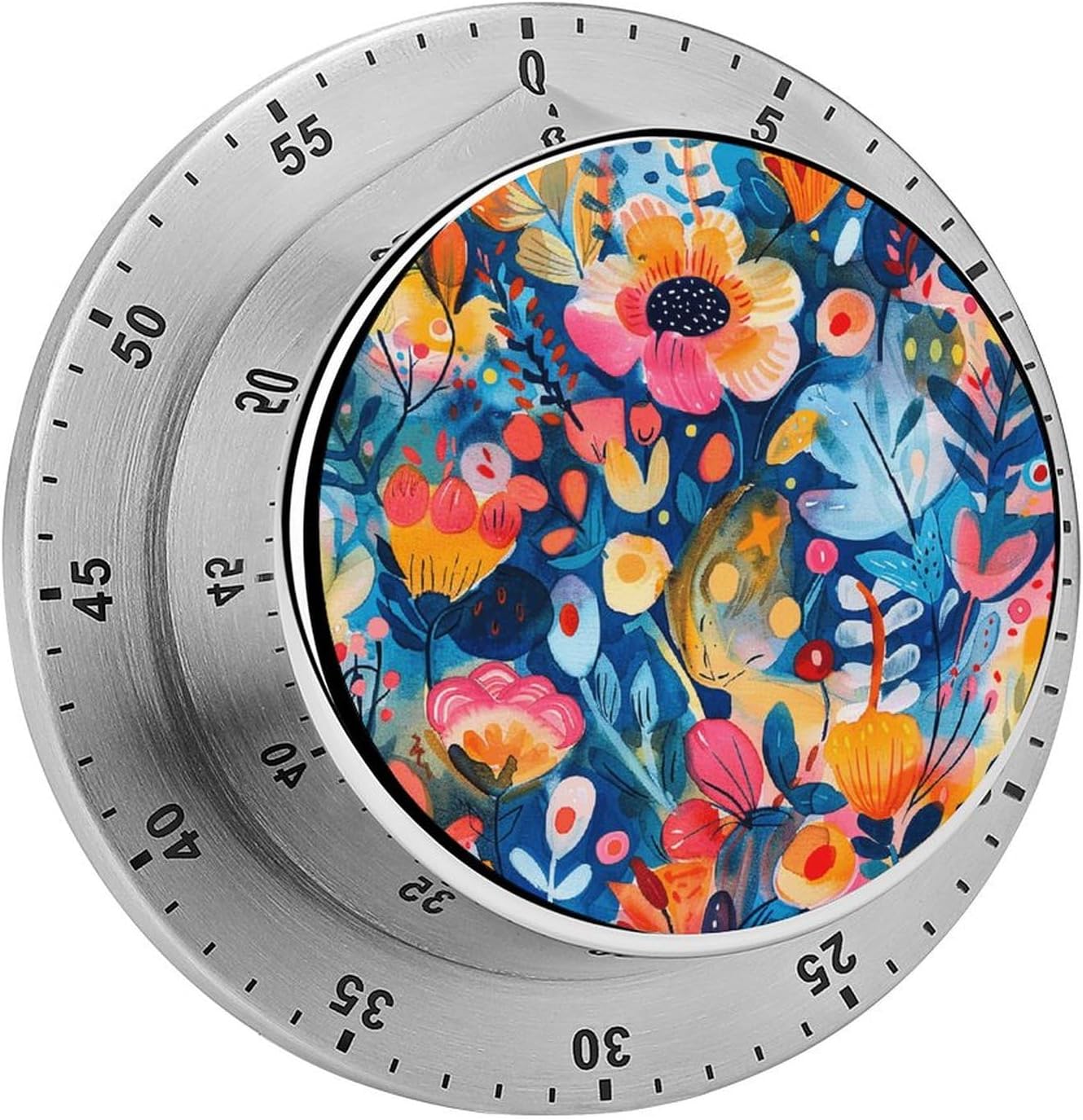 Popular Art Style Timers Kitchen Timers for Cooking Stainless Steel Mechanical Countdown Reminder Magnetic Backing Timer Clock with Loud Alarm Time Management Tool