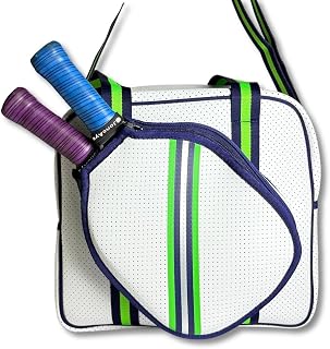 The Tie Hub White and Green Neoprene Pickleball Bag with Paddle Holder and Adjustable Shoulder Strap Sport Tote for Men an... Price In India