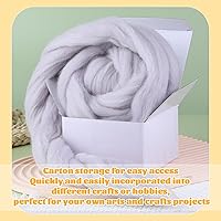 Vista 9 de Tejido de lana de 3.53 onzas, parte superior de lana de fibra para hilar, suministros de fieltro de aguja, lana pura, hilo grueso, lanas giratorias