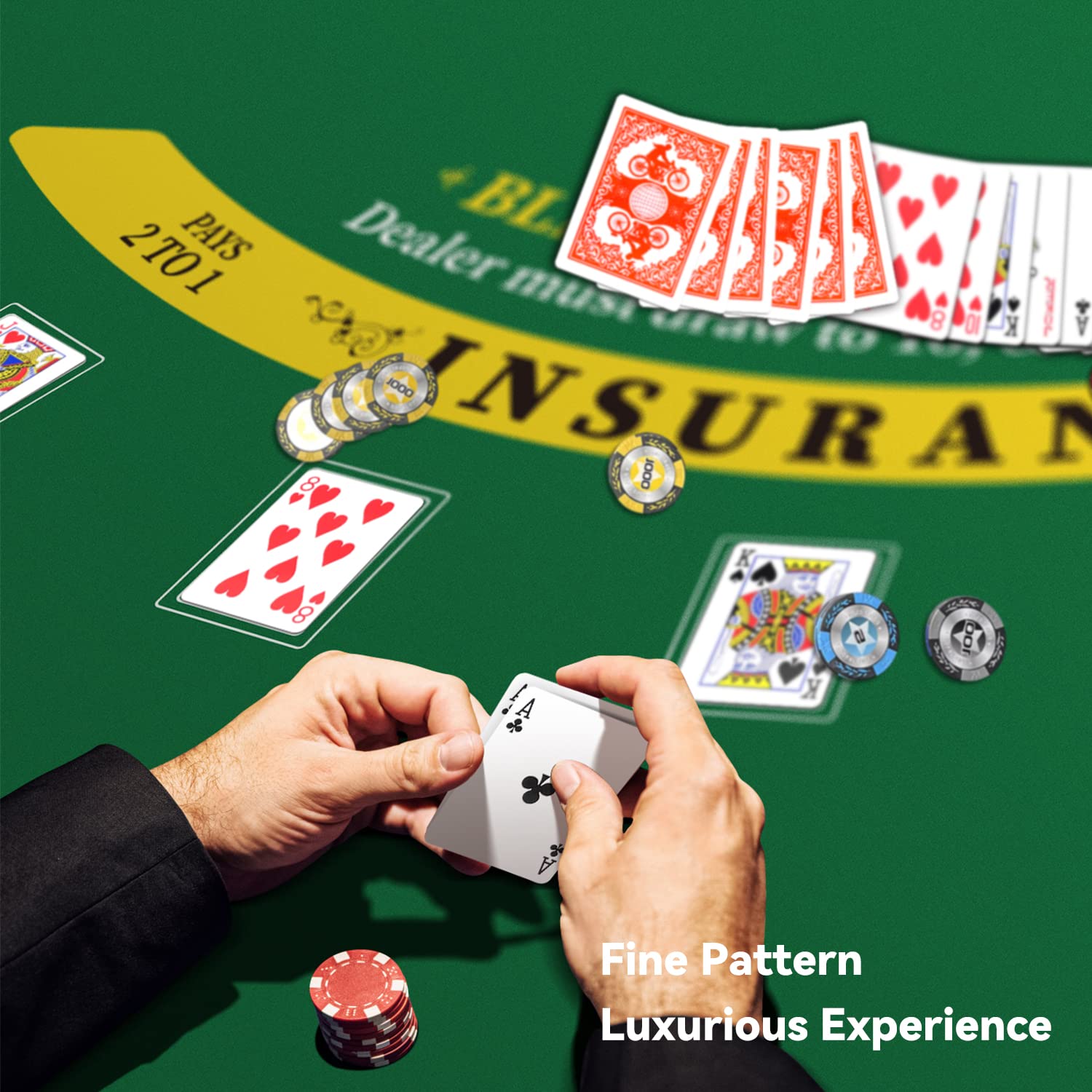 YUZPKRSI Tappetino da Poker Blackjack Professionale, 180 x 90 cm Texas Hold'em Panno da Poker Portatile