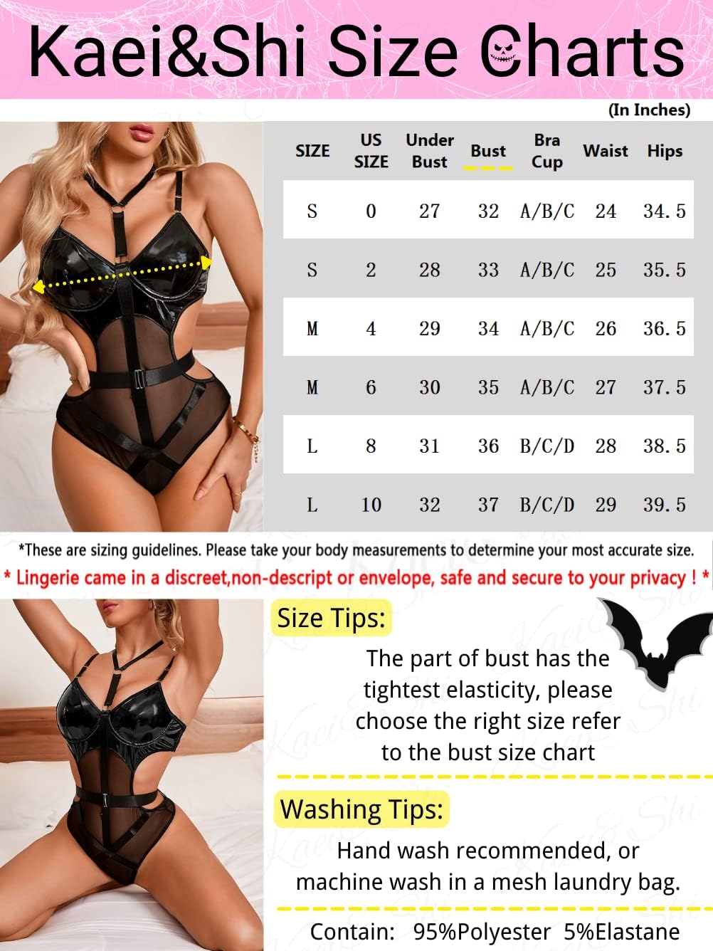 Kaei&Shi Sexy Bunny Halloween Costume For Women, Ear Headband Underwire Rave Outfit, Vinyl Wet Look Lingerie Bodysuit Cosplay