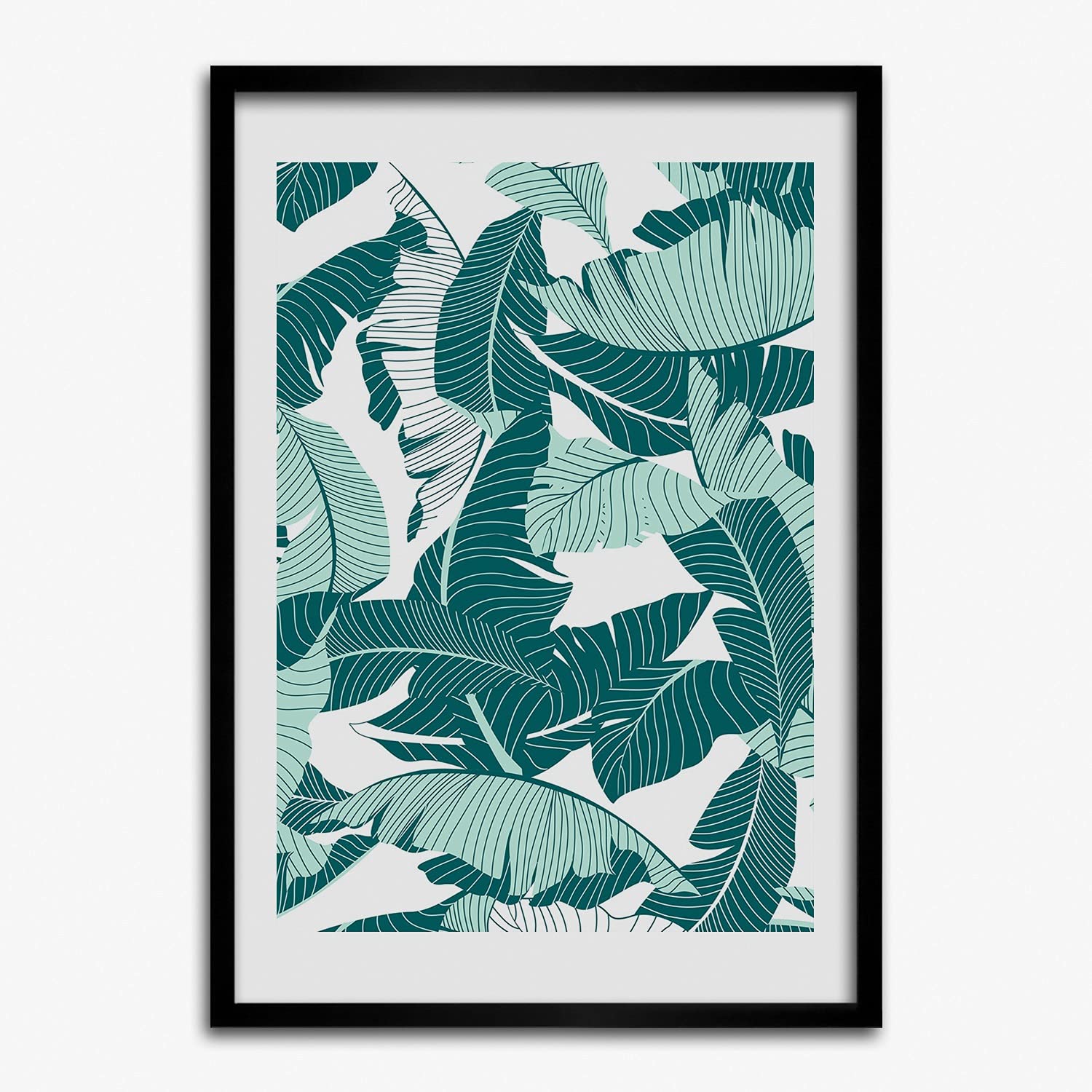 Tulup Obraz w Ramce MDF 50x70cm Dekoracja Na Ścianę Do Kuchni Salonu Sypialni Obrazek Ścienny Grafika Fotoobraz Rama Oprawiony - tropikalnych liści