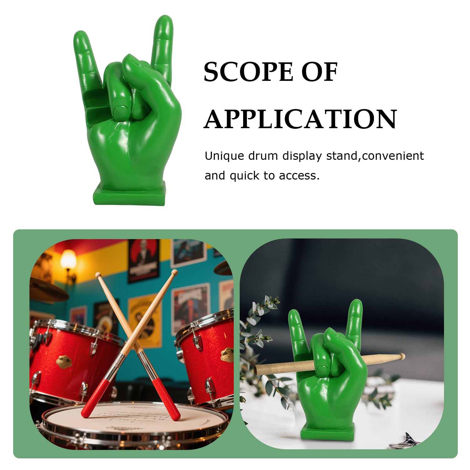 Porta Bacchette Batteria, Supporto Per Bacchette Per Batteria Rock, Espositore Per Bacchette Rock, Resine Supporto Per Batteria, Regalo Divertente Per Batteristi, Decorazione Domestica, Verde
