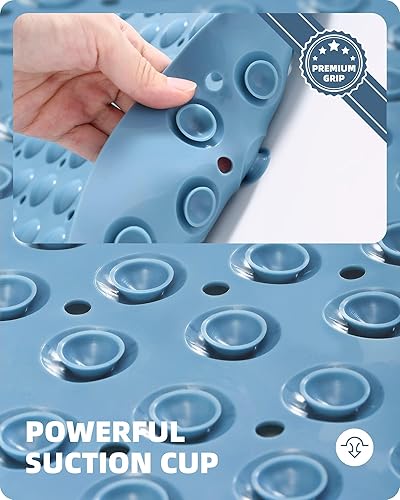 Miniatura 4 de Color G - Tapete antideslizante para bañera de 16 x 35 pulgadas, 205 ventosas, orificios de drenaje, tapete de ducha con guijarros, masaje de pies,