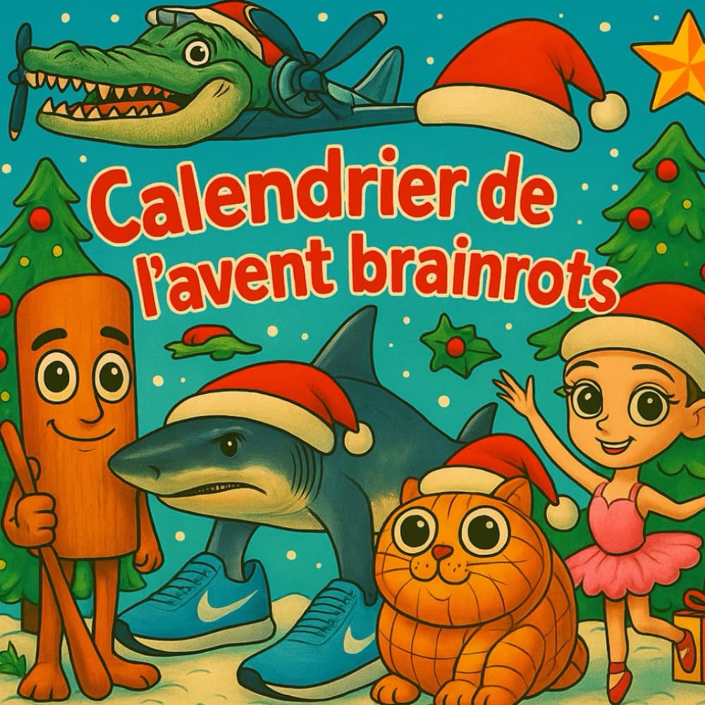 Calendrier de l’Avent Brainrots – Livre de Coloriage Spécial Noël: 24 coloriages Brainrots amusants pour patienter jusqu’à Noël