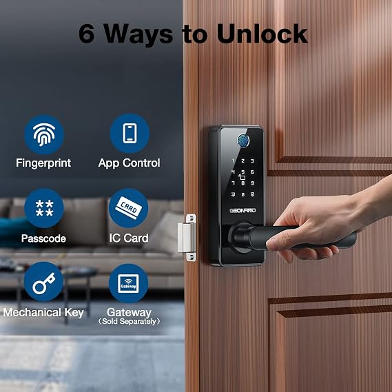 Smart Door Lock with Keypad, Fingerprint Door Lock with Handle