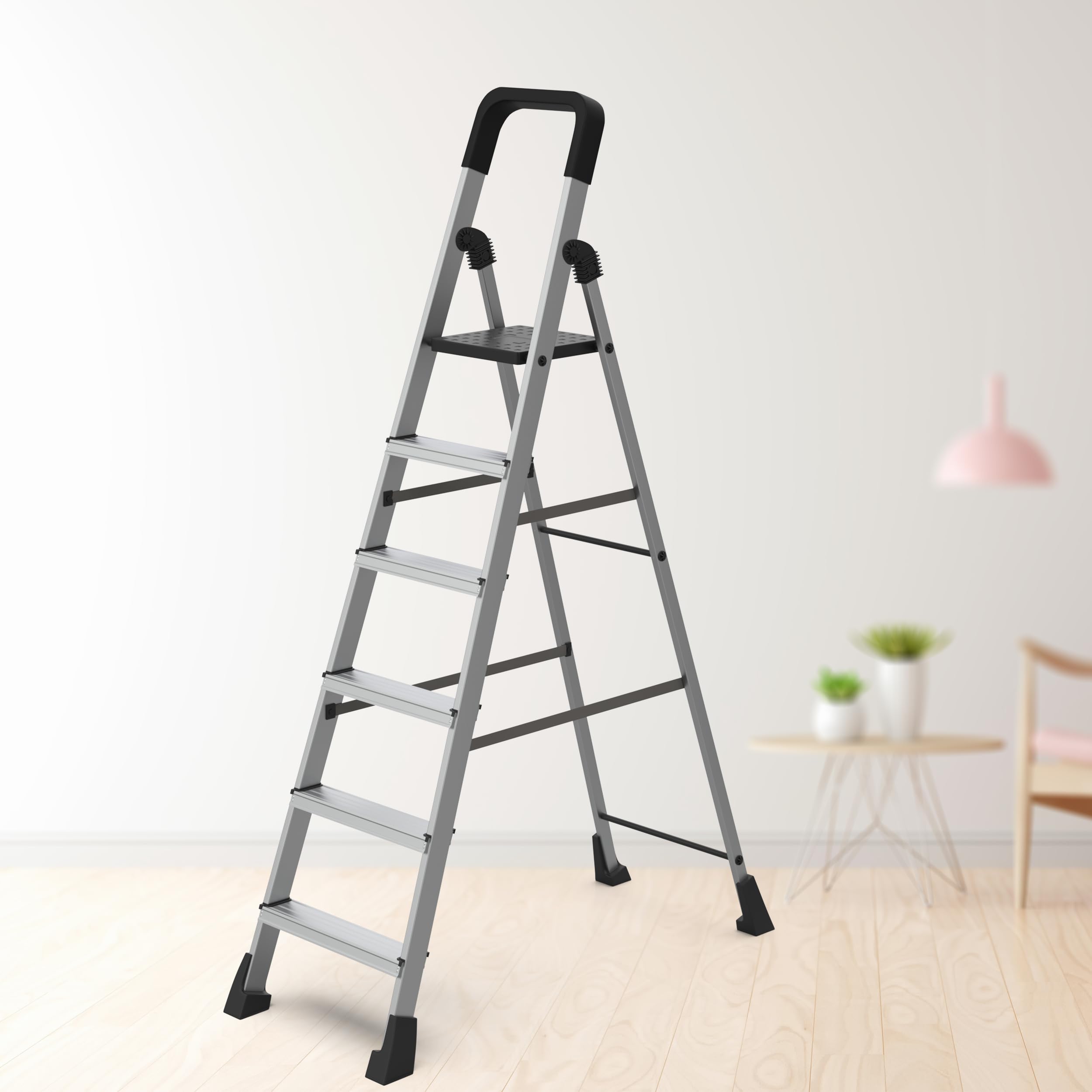 Asian Paints TruCare Home Superior 6-Steps Ladder, Foldable with Slip-Resistant Wide Aluminum Steps, Heavy Duty with Anti-Skid Feet, Double-Locking Technology for Safety Hand Grip (B0CS2W5JY6) Amazon Price History, Amazon Price Tracker