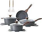 SENSARTE Nonstick Cookware Set 13-Piece, Non Stick Pots and Pans Set with Swiss Granite Coating, Healthy Kitchen Cooking Set, Stay-Cool Handles, PFOA Free
