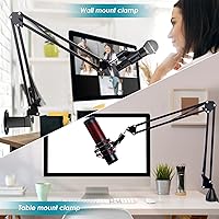 Vista 2 de YOUSHARES Soporte para micrófono - Brazo de micrófono con abrazadera mejorada de alta resistencia, montaje en pared y soporte universal