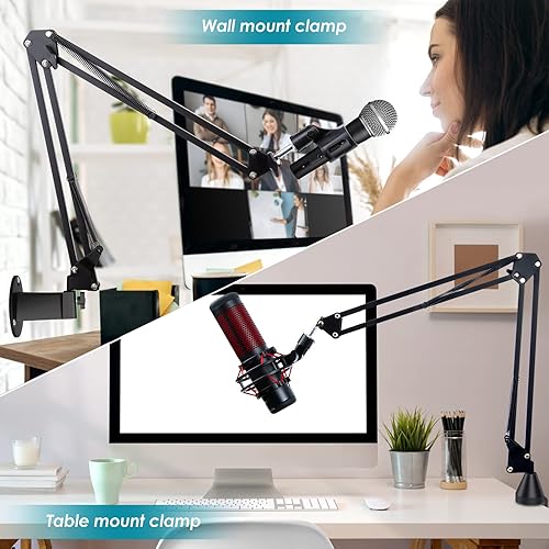 Miniatura 2 de YOUSHARES Soporte para micrófono brazo de micrófono con abrazadera resistente mejorada, soporte de pared y soporte universal para micrófono Blue