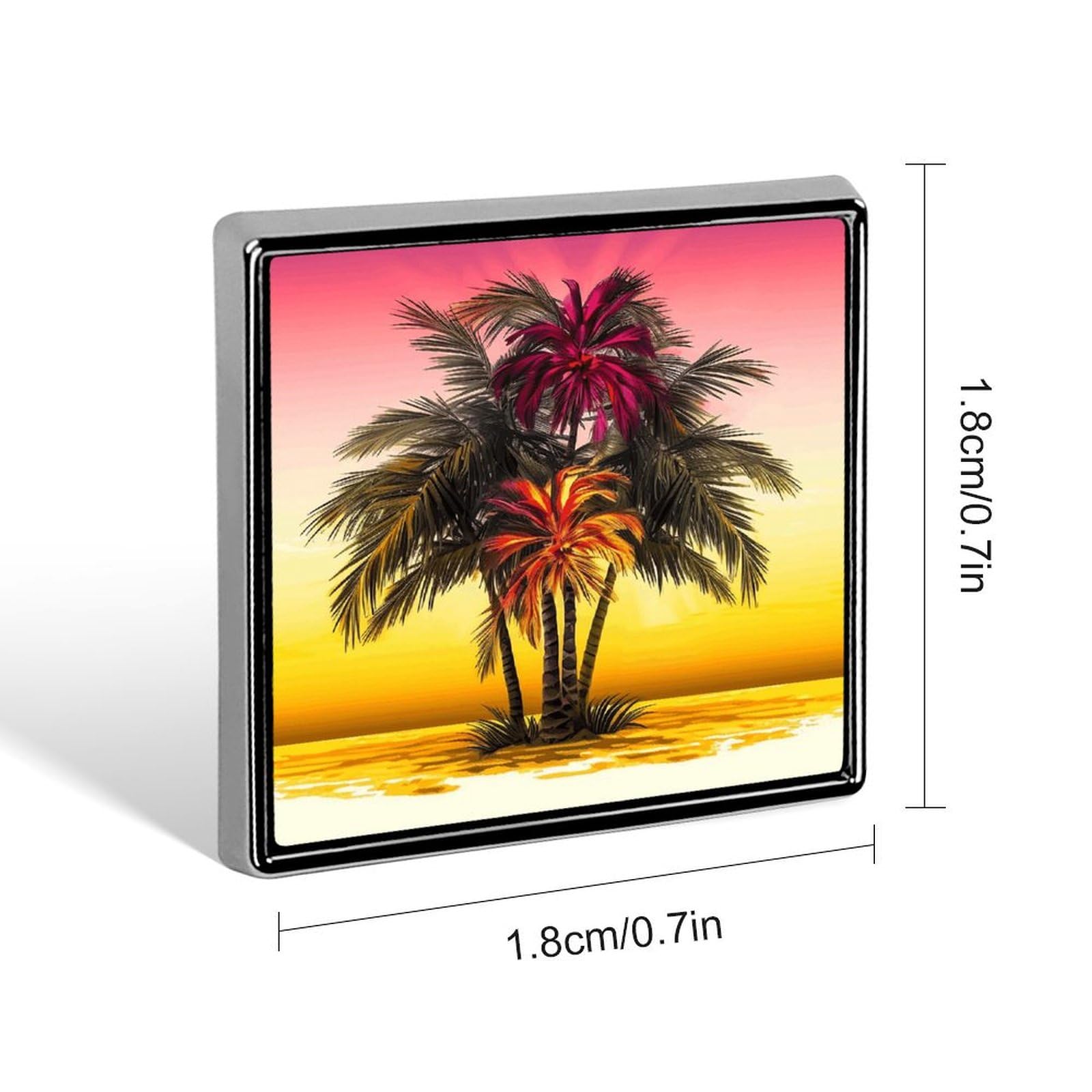 Square Lapel Pins Tropical Flower Palm Tree Metal Square Brooceh Badge for Suits, Backpacks & Hats, Lapel Accessory