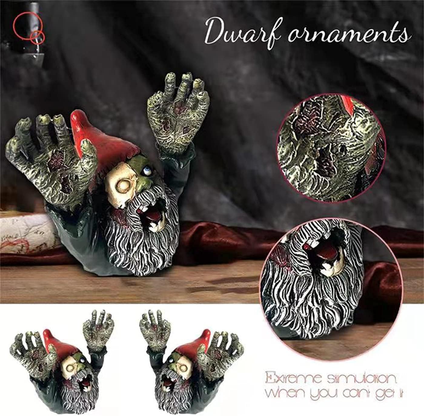 ZWFDC Resin Gnomes, Gnomes Garden Decor, Scary Gnome for Patio Halloween Decoration, Garden Sculptures, Statues Outdoor Decorations - 4.13inch - Image 7