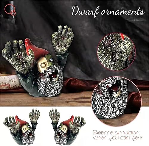 Miniatura 7 de ZWFDC - Gnomos de resina, gnomos para decoración de jardín, gnomo aterrador para decoración de Halloween, esculturas de jardín, estatuas para
