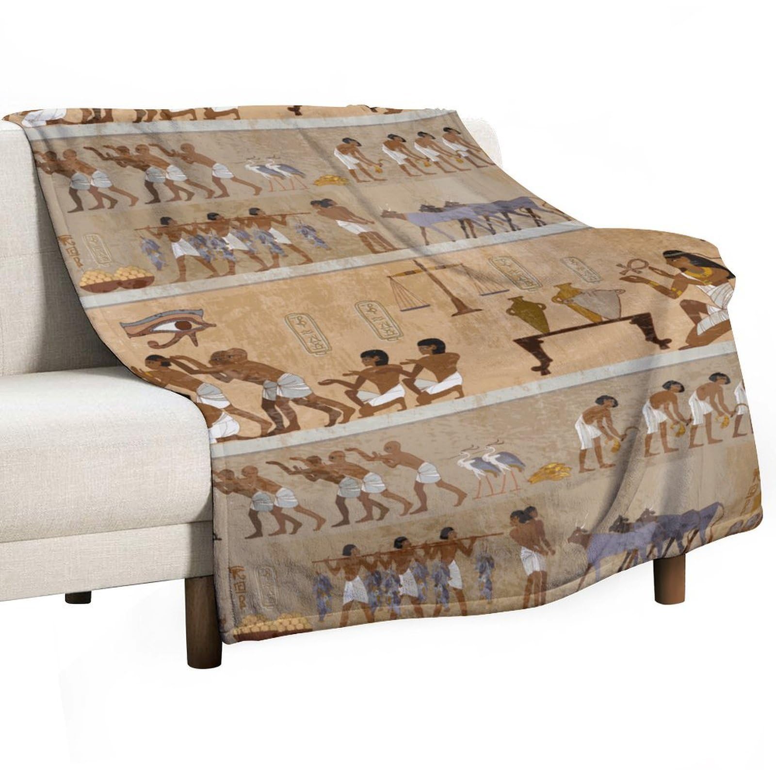 Cgsbngha Style Ancient Egypt Frescoes Flannel Fleece Blanket Lightweight Soft Throw Blankets For Sofa Couch Bed Chair
