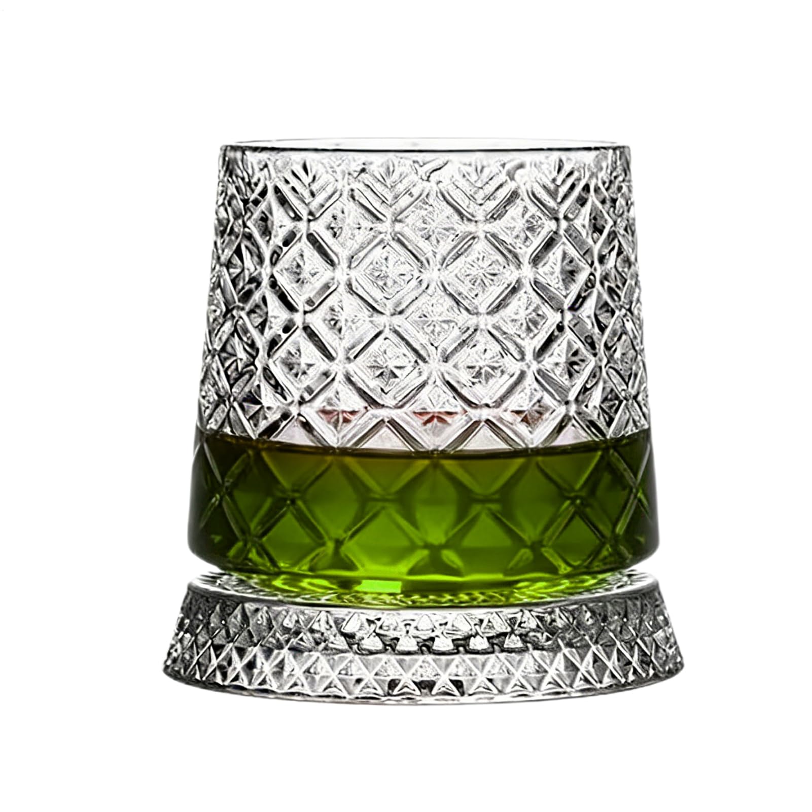Verre de dégustation de whisky rotatif en cristal avec son sous-verre rétro