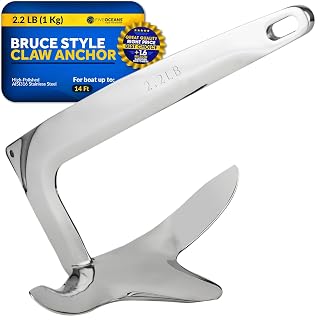 Five Oceans Bruce Style Claw Anchor, Boat Anchor, Multiple Sizes, for Pontoon, Kayaks, Paddle Boards, Fishing Boats, Bass Boats, Sport Boats, Sportyachts, Sailboats