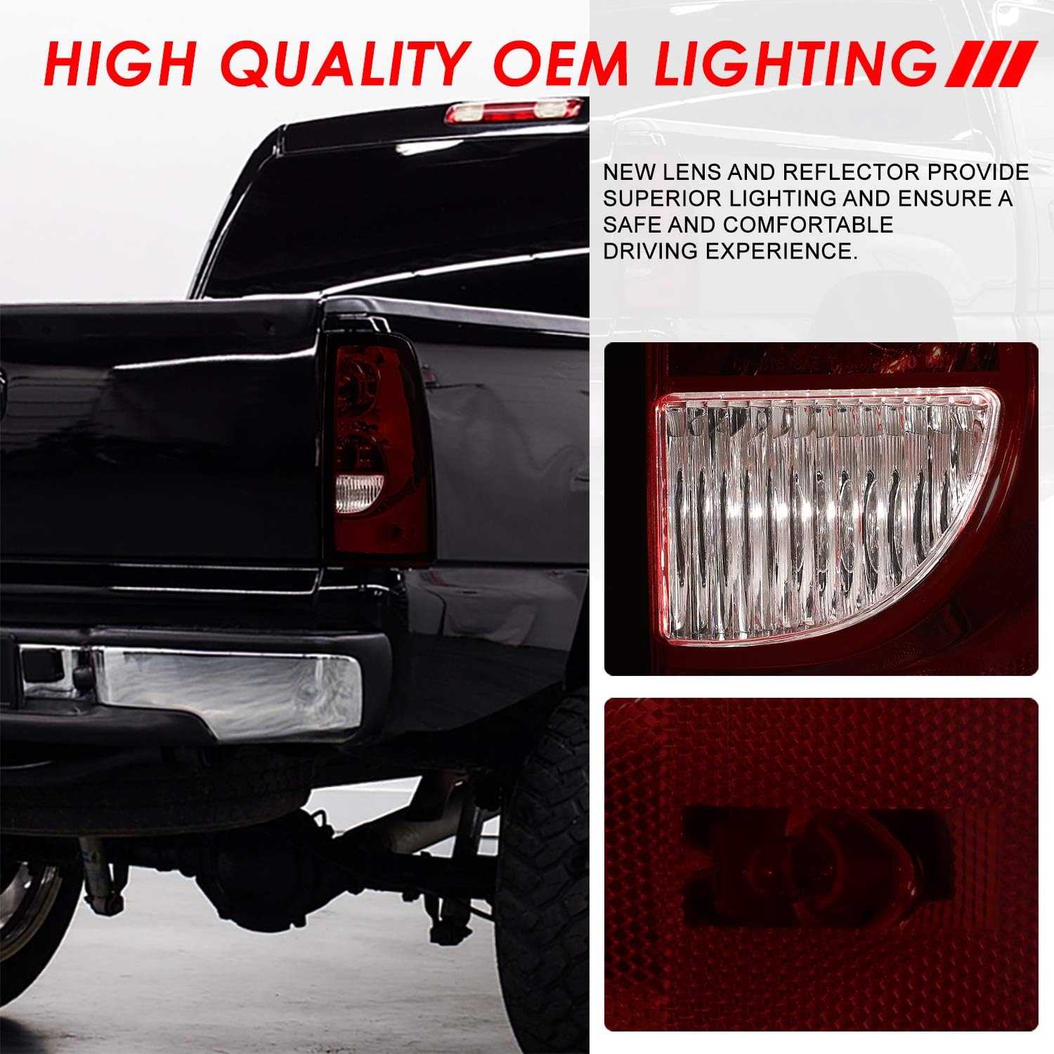 Auto Dynasty Tail Lights Compatible with 2003-2007 Chevy Silverado 1500 2500 3500 with Wiring Harness Rear Brake Lamps, Driver and Passenger Side, Smoked Lens