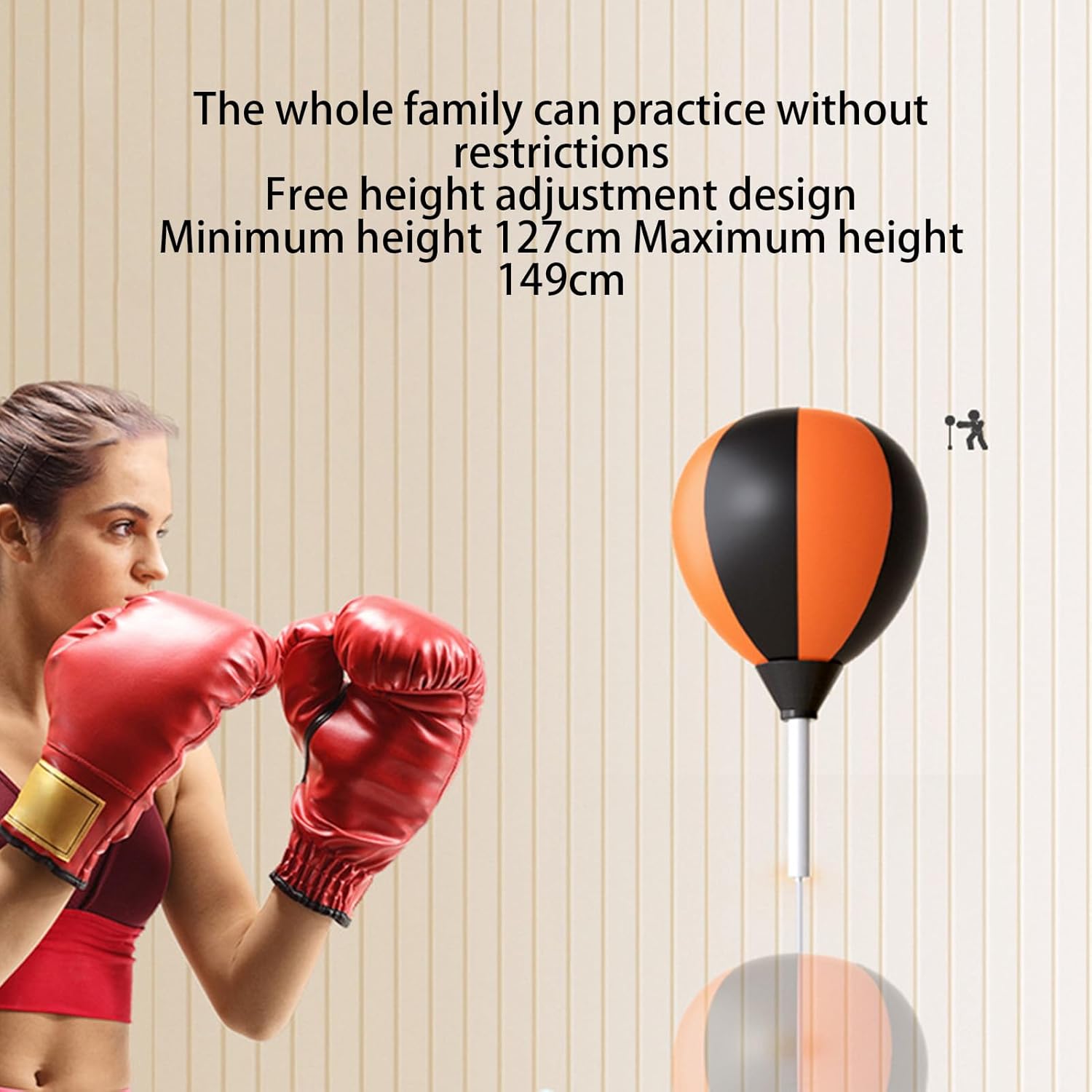 Punching Bag with Stand Height Adjustable Boxing Reflex Bag Boxing Reaction Speed Trainer for Teens Adults Stress Relief Fitness Equipment