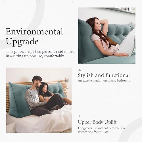 Miniatura 5 de Almohada de cuña gruesa de 11 libras tamaño Queen para cabecero, posicionador de cuerpo, almohada de cuña de cama, soporte de respaldo triangular