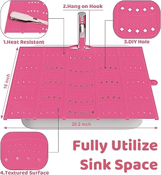 Silicone Foldable Bathroom Sink Cover, DIY Cut Makeup Mat, Pink