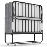 Espsilto 75''x46'' Folding Bed with Mattress for Adults, Large Size Rollaway Folded Bed for Hospital/School/Living Room, Sturdy Frame, Big Space, Comfortable Sleep