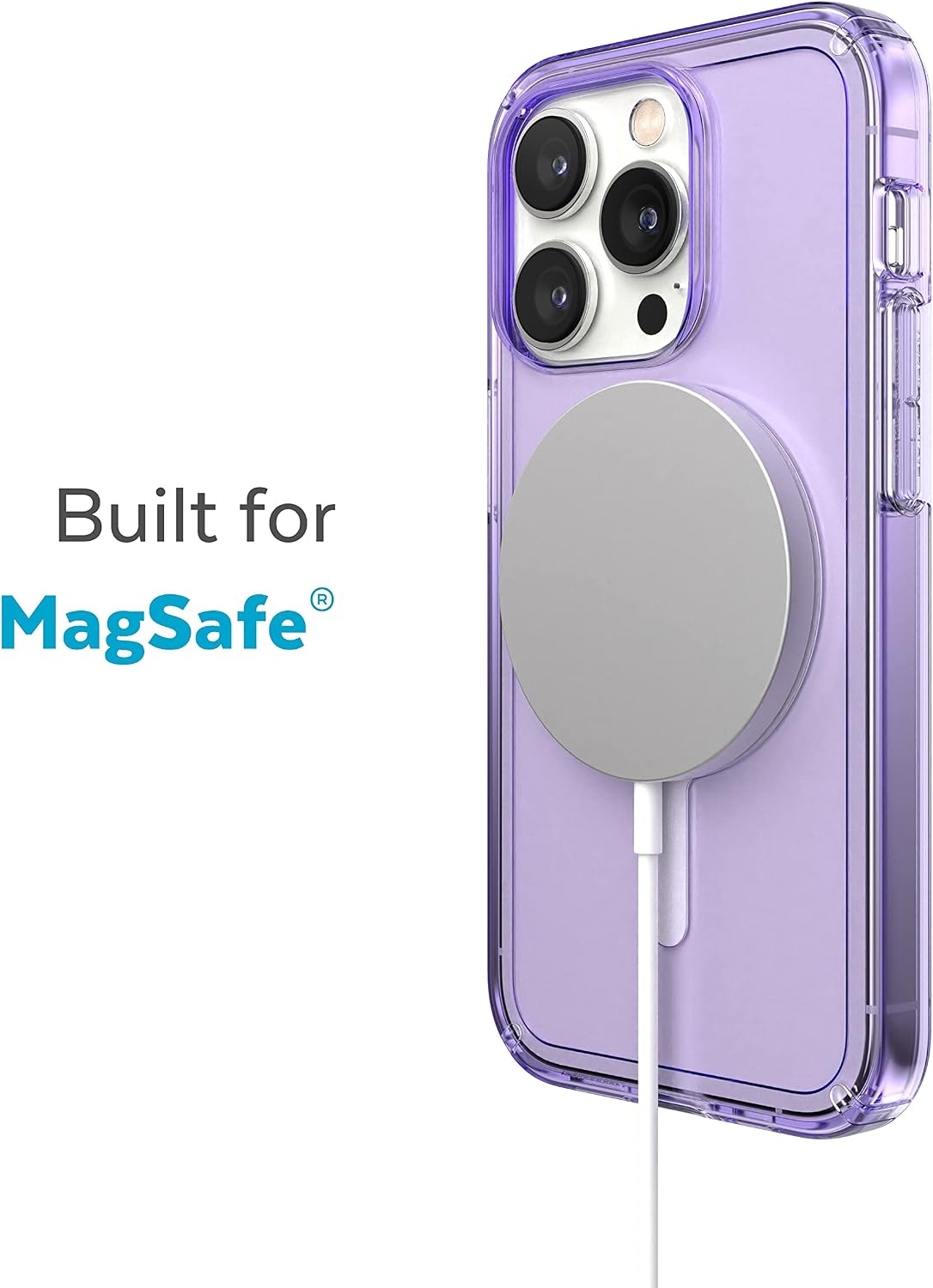 Speck Clear iPhone 14 Pro Max Case - Slim, Built for MagSafe, Scratch Resistant & Drop Protection Clear Phone Case - Anti-Yellowing - 6.7" iPhone 14 Pro Max Case - Amethyst Purple GemShell