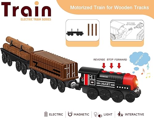 Miniatura 5 de Juego de tren de juguete a pilas con tren magnético, tren eléctrico motorizado compatible con Thomas, Brio, Melissa y Doug
