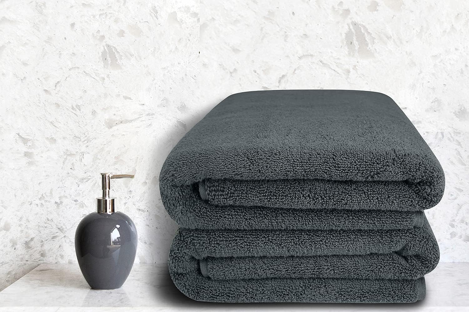 BIOLINEN Luxury 100% Cotton Bath Towels Ultra Soft, Highly Absorbent, Quick-Dry Premium Quality for Home, Spa & Hotel (Grey, 30x60)