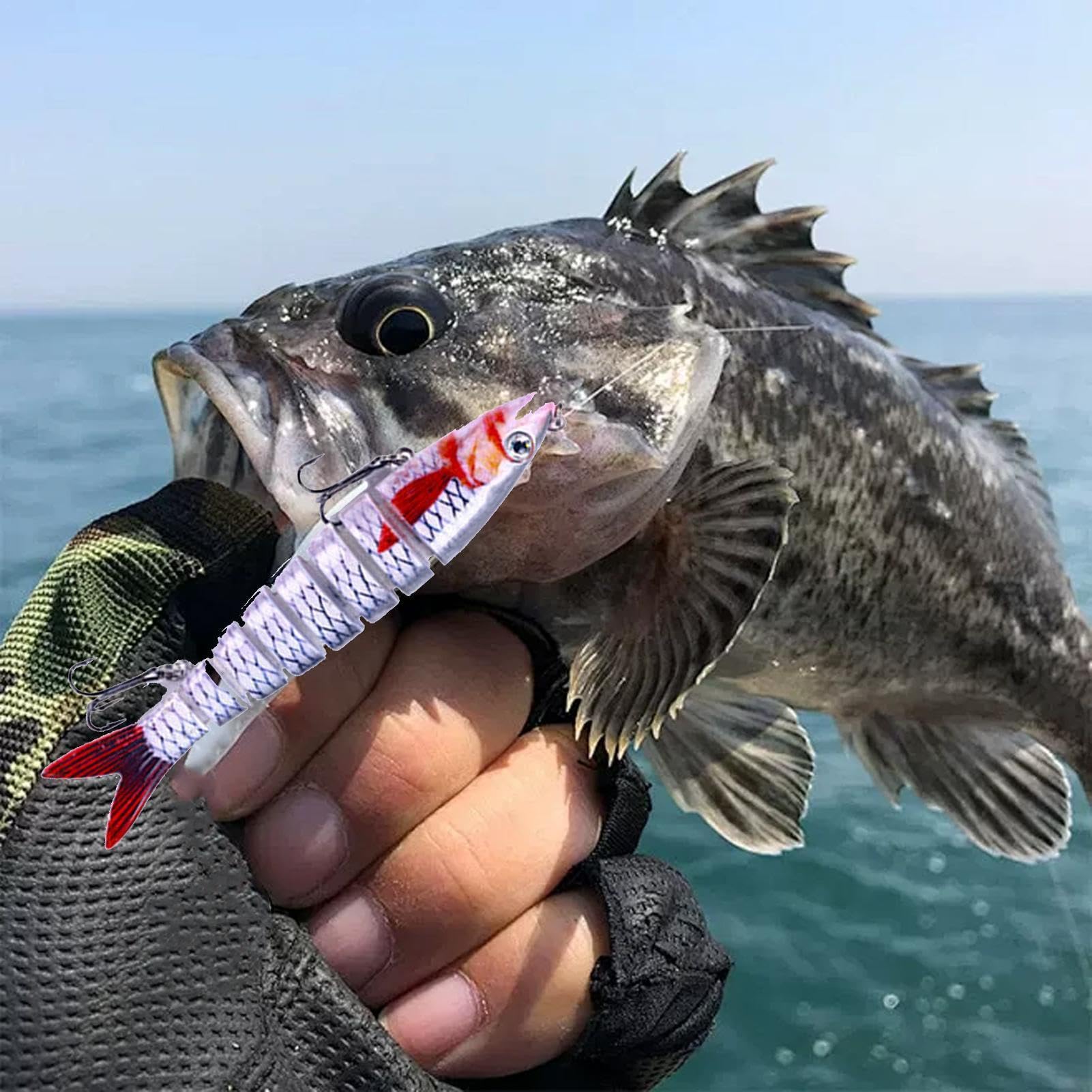Swimbait snodati multipli, Swimbait snodati | Esche da pesca multifunzionali,Swimbait snodato a 8 sezioni per Crappie, esche da nuoto realistiche per la pesca alla spigola in acqua e salata