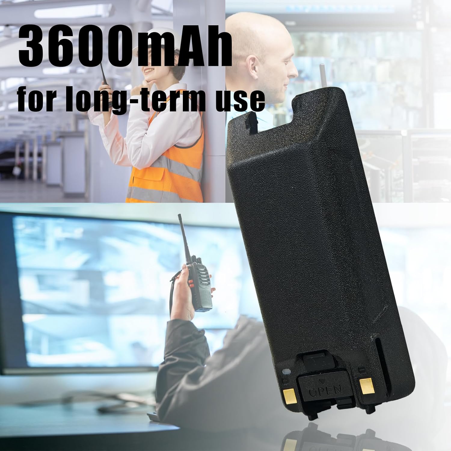 2 Pack MD-390 Battery USB-C Charger Upgraded 3600mAh Big Capacity Replacement MD-UV390 7.4V for RT81 RT50 Walkie Talkie Accessories Rechargeable Li-ion Battery