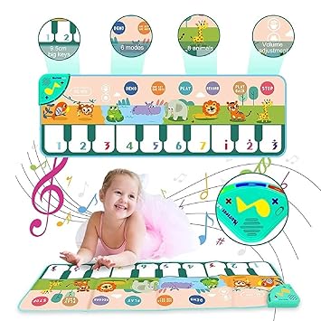 PATPAT Musical Mat for Kids , Music Piano Keyboard Dance Mat, Musical Toys Educational Toys for Kids Toddlers Baby Toys Early Learning Toys Best Birthday Gift for Girls Boys (43.3X14.17IN)