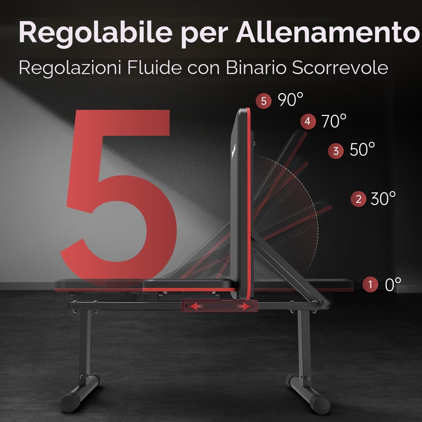 PASYOU PB200 Panca Palestra, 90°Esercizi Su Panca Verticale, Inclinata e Piana, Panca Pesi con schienale regolabile in 5 direzioni, Panca Piana Adatto per Casa e Palestra, 300KG Panca