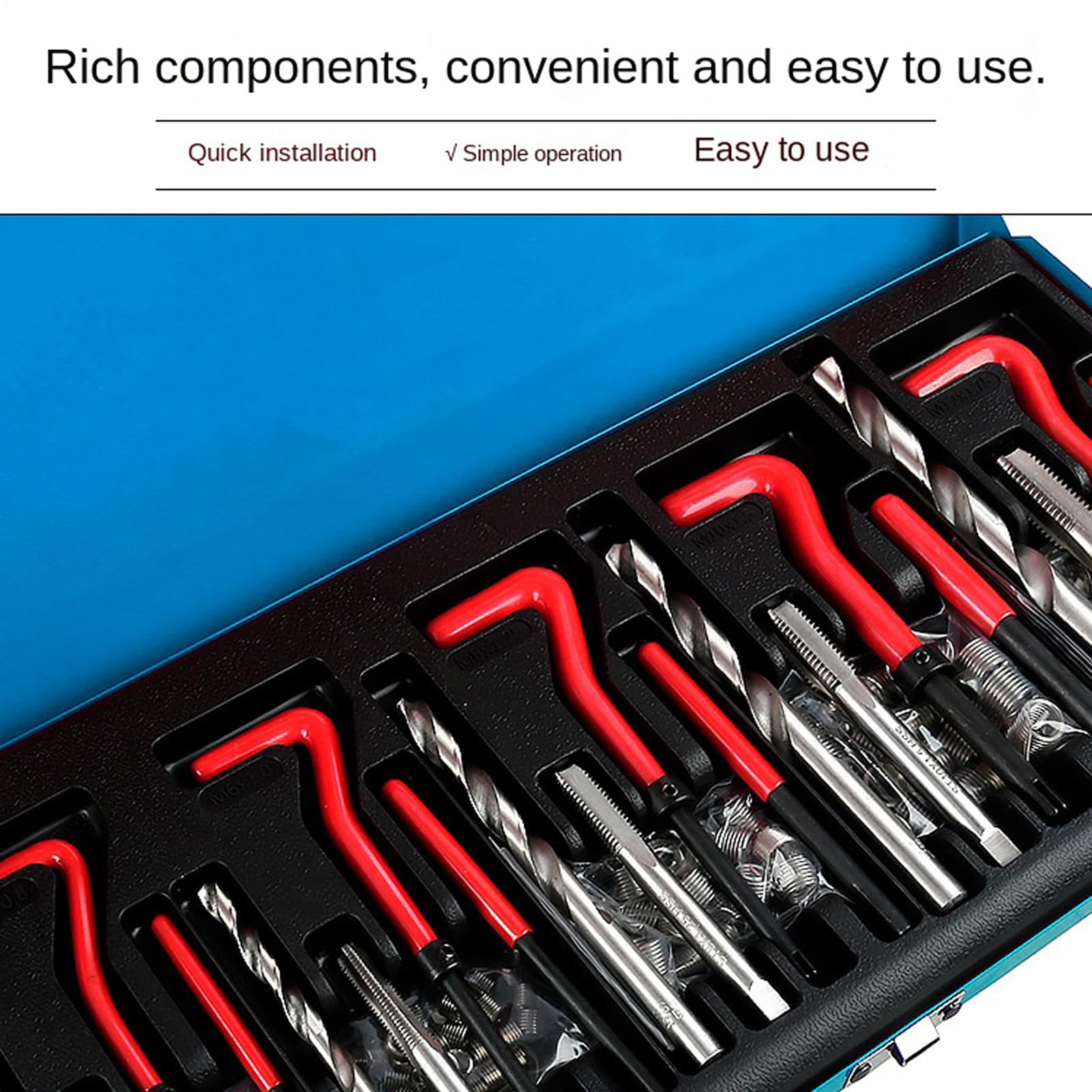 Kit riparazione filettature blocco motore Gadget Manutenzione Filetti | Kit attrezzi per installazione motori con inserto per punta elicoidale Per veicoli auto trattori SUV camper