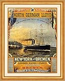  North German Lloyd New York Bremen London Havre Paris Affiche encadrée A3 314