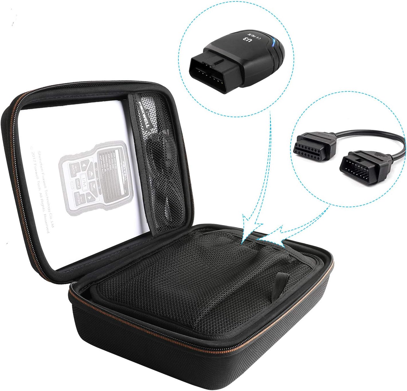 FOXWELL NT301 CASE and FOXWELL BT100 Pro 12V Car Battery Tester, Automotive Digital Battery Analyzer, 100-1100CCA Car Battery Load Tester, Detect Health Faults, High-Precision