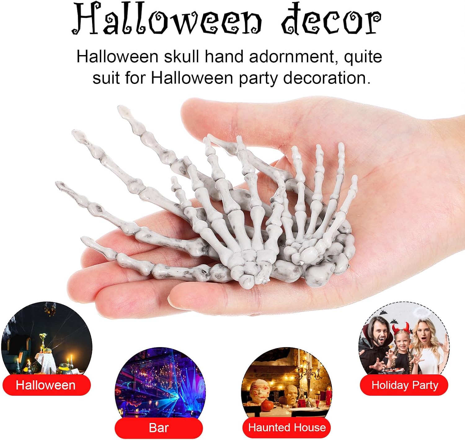 Housoutil 3 Pairs Halloween Skeleton Hand Ornament Plastic Skeleton Hand Props for Haunted House Decor