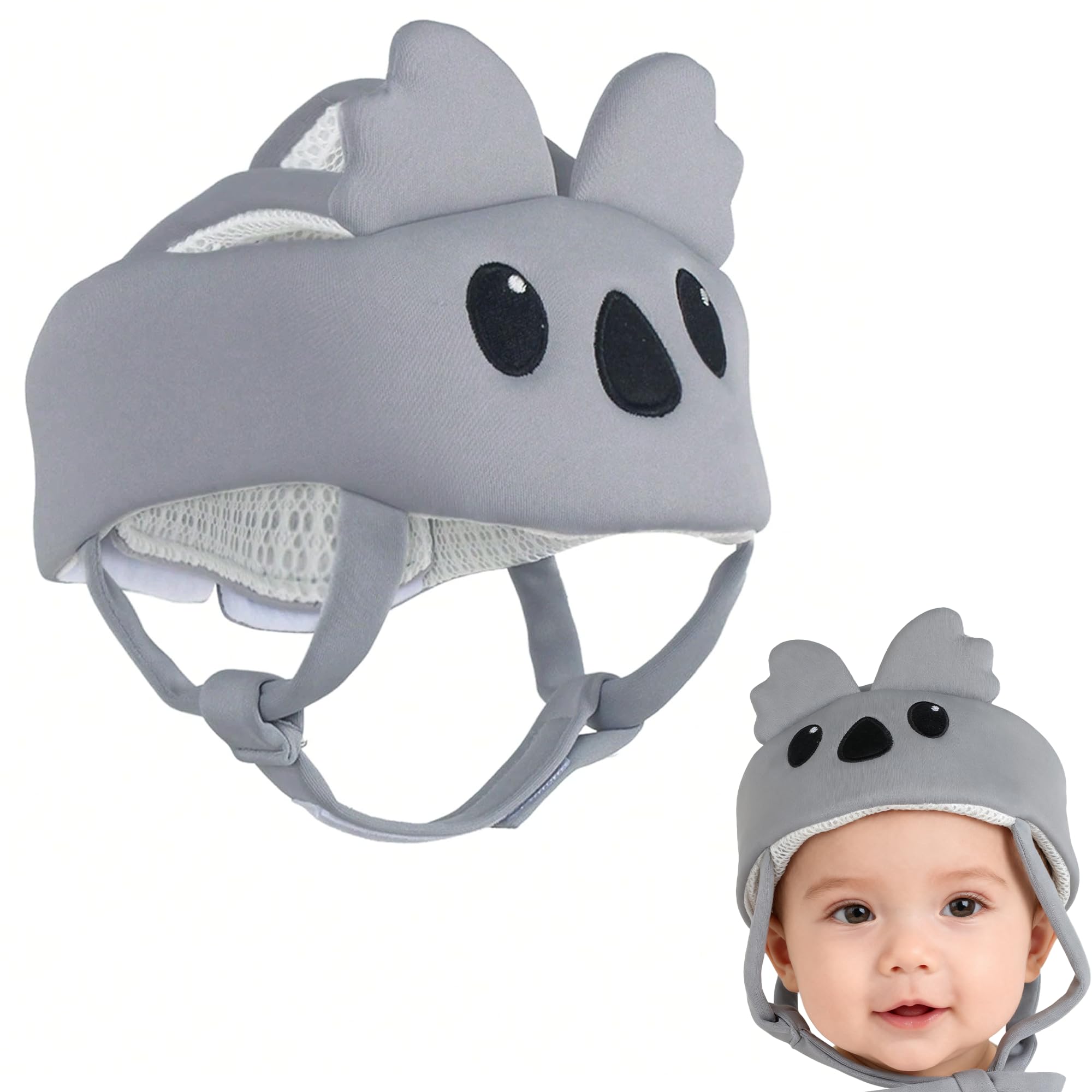 Gxdamxz Kopfschutz Baby Head Protector 360° Anti Kollision Babyhelm Verstellbarer, Grauer Koala