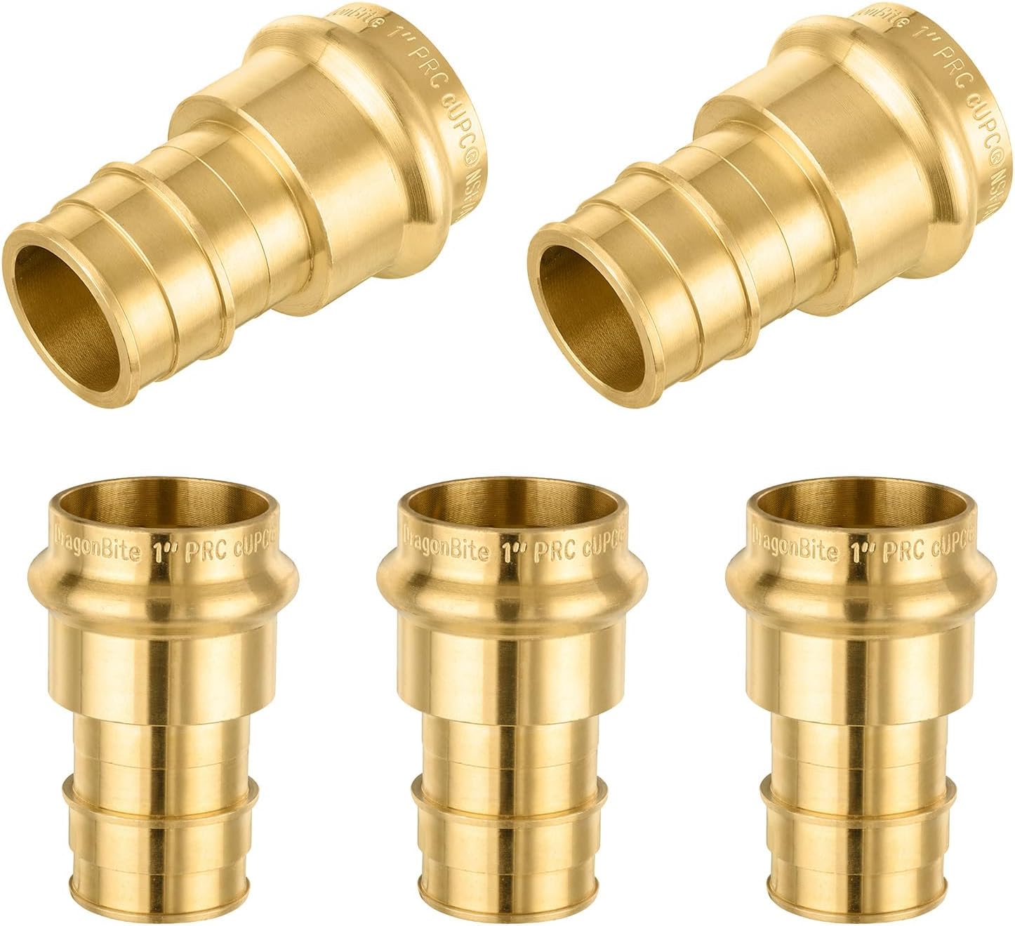 (Pack of 5) FOSKAN 1 Inch Copper Press x 1 Inch PEX A Expansion Brass Coupling Adapter,Pro Press Fittings Connect from Copper to PEX A Pipe(PEX1960193)
