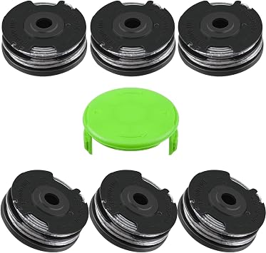 2900719 Replacement String Spool for Greenworks 0.065" Dual Line Auto-Feed String Trimmer + Replacement Spool Cover Cap,Compatible with Greenworks 40V12 String Trimmer 2101602 6 Spools + 1 Cap