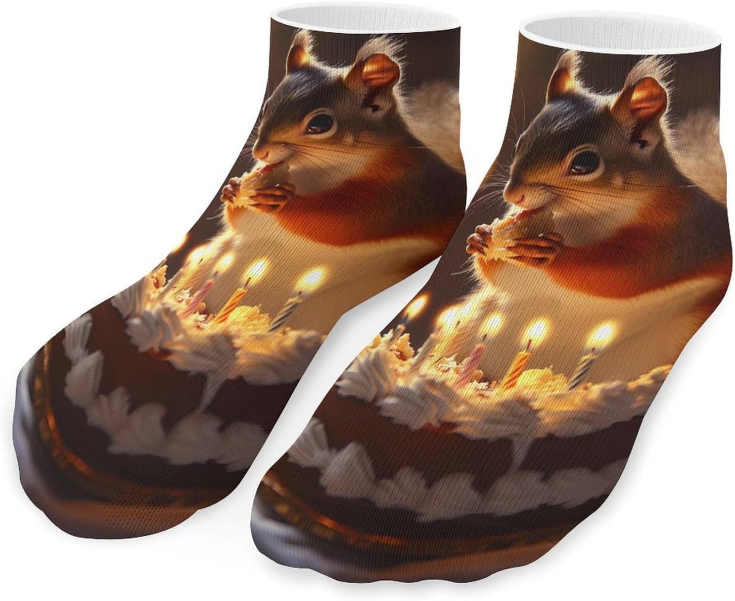 Squirrel Birthday Cute 5 Pairs Ankle Socks for Men Women No Show Low Cut Athletic Short Socks