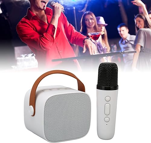 Miniatura 5 de Asixxsix Máquina de karaoke con altavoz Bluetooth y micrófonos inalámbricos, estéreo HD, recargable, portátil, con 6 efectos de sonido para niños y