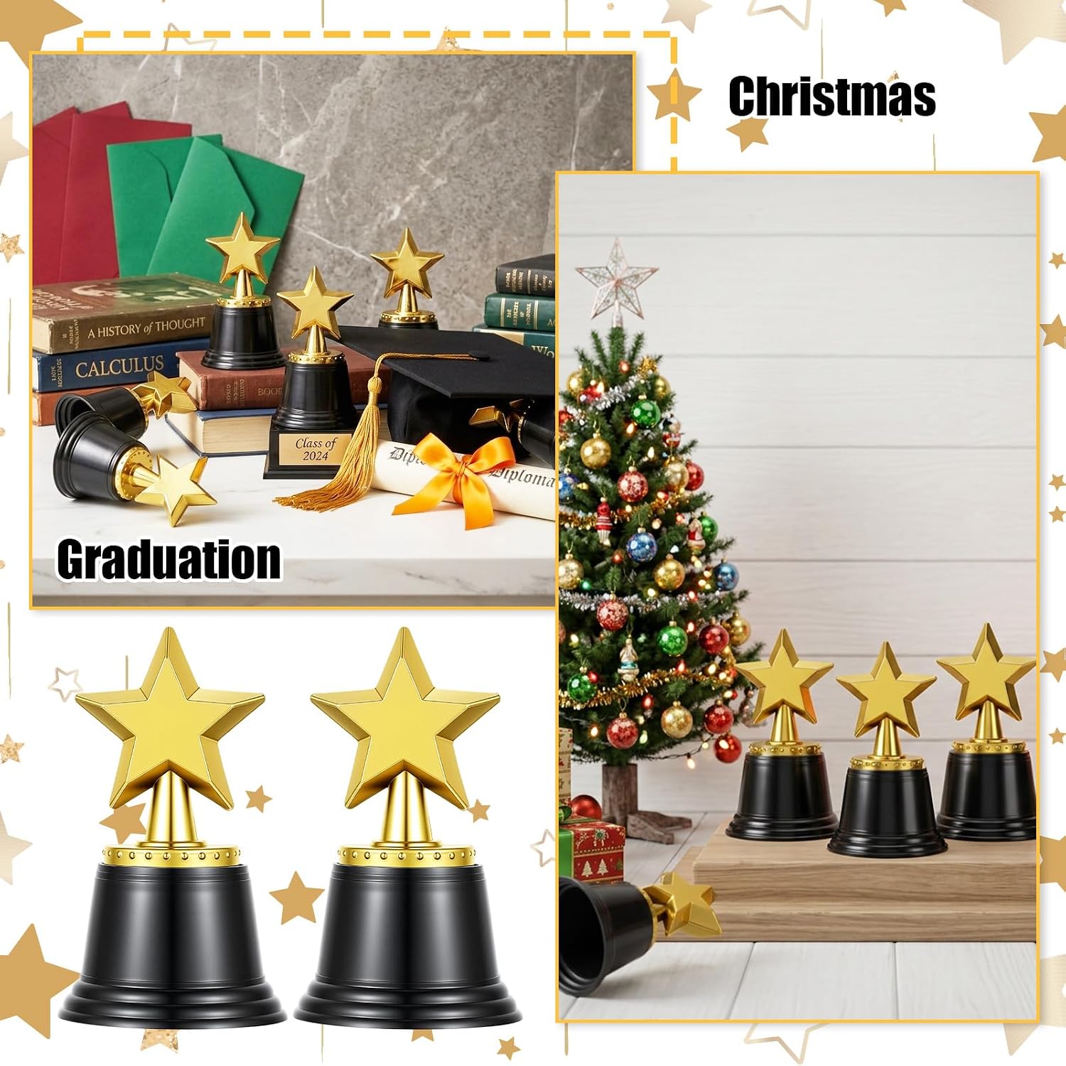 30 Pcs Small Gold Trophy Award, 4.5 Inch Plastic Star Trophy Bulk for Classroom Rewards, Sports Tournament Prizes, Hollywood Event Props