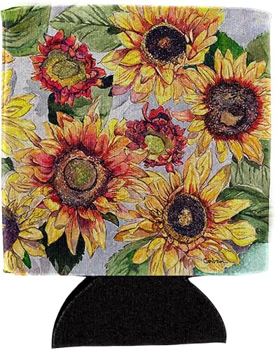 Caroline's Treasures 8766CC - Enfriador para latas o botellas, diseño de girasoles, lavable, funda plegable con aislamiento para bebidas, multicolor