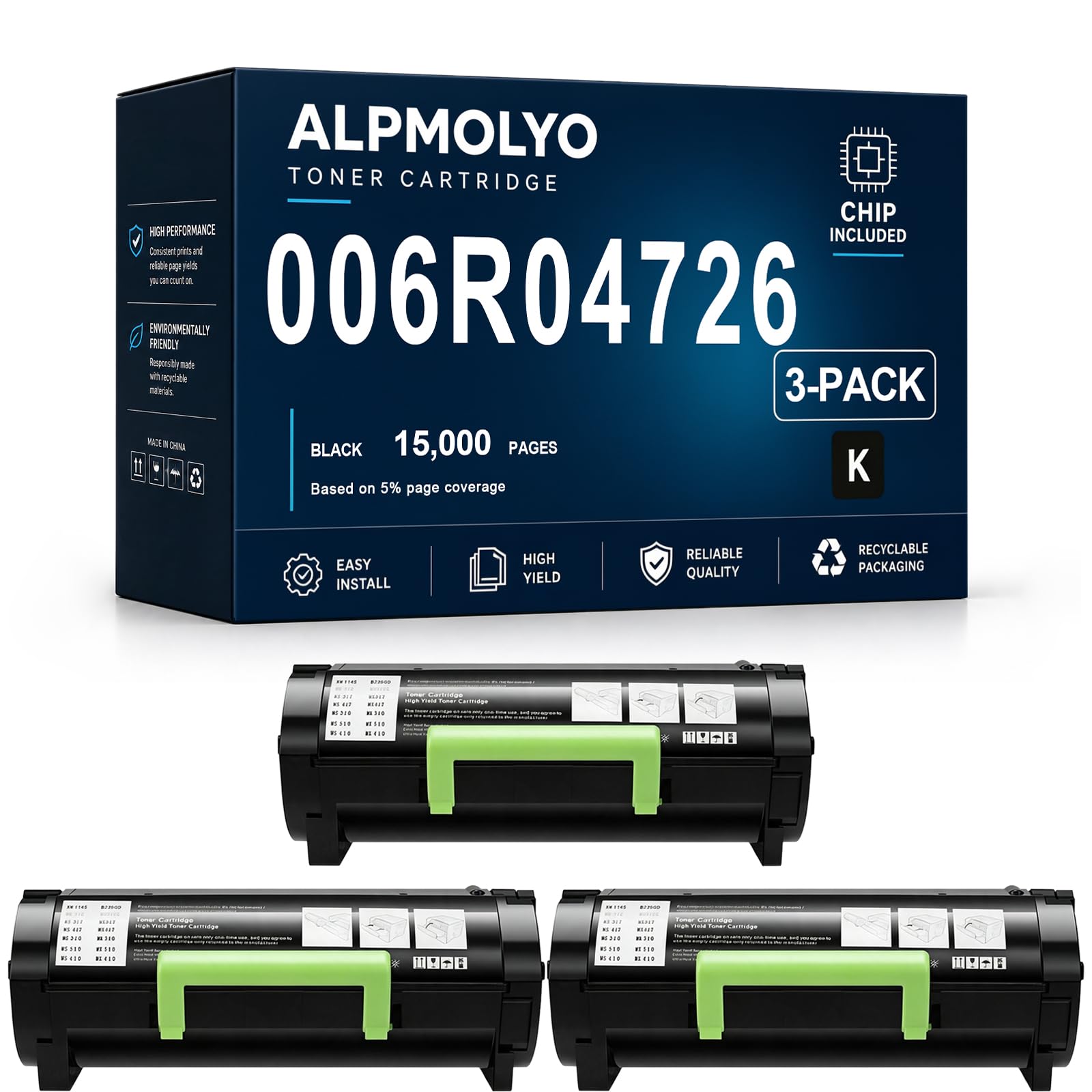 Sostituzione della cartuccia di toner ad alta resa B410 per 006R04726, compatibile con Xerox B410 VersaLink B415, con chip