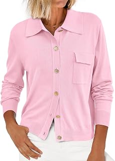 PRETTYGARDEN Long Sleeve Button Down Lightweight Cardigans for Women