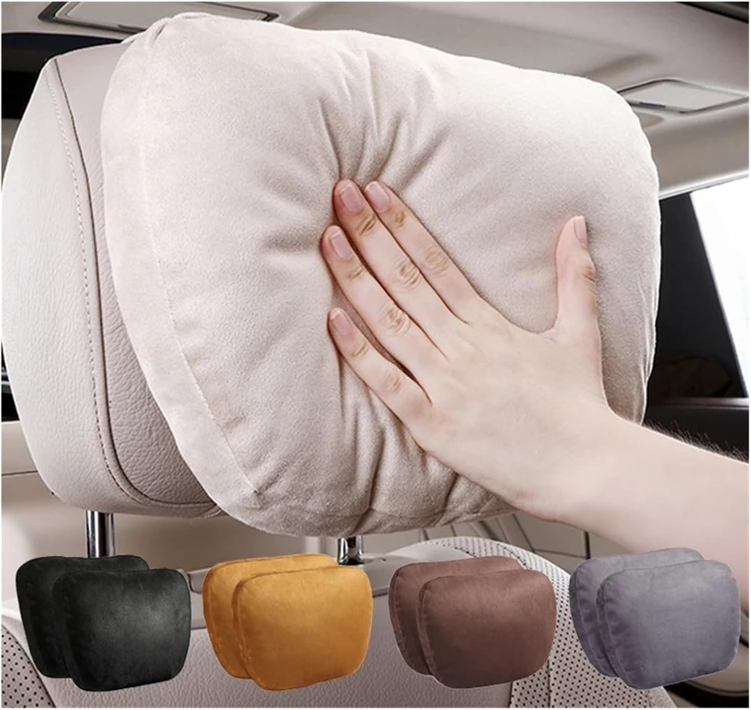 Adjustable Car Headrest Neck Support Pillow - Soft Universal Neck Rest Cushion(Brown 2Pcs)