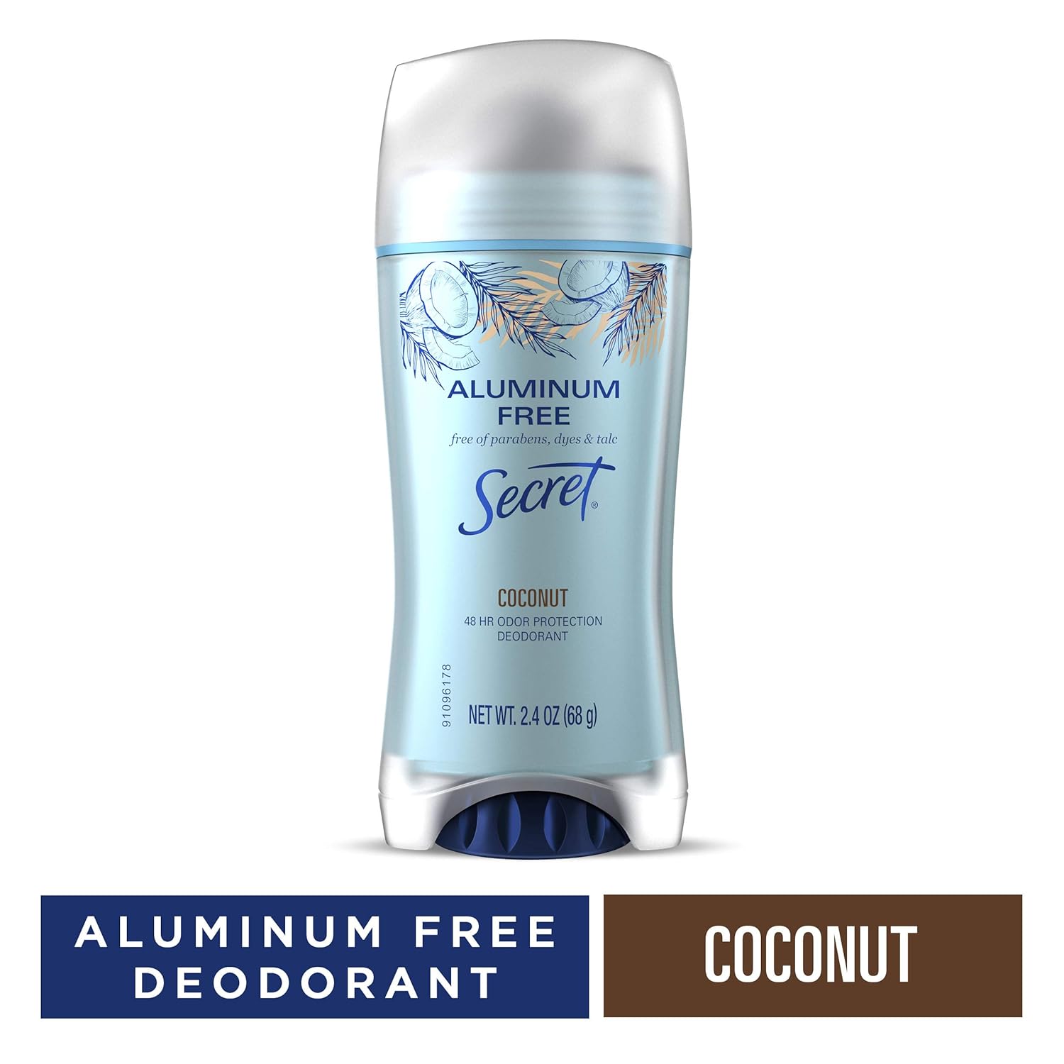 Secret Aluminum Free Deodorant for Women, Coconut 2.4 oz, Pack of 12