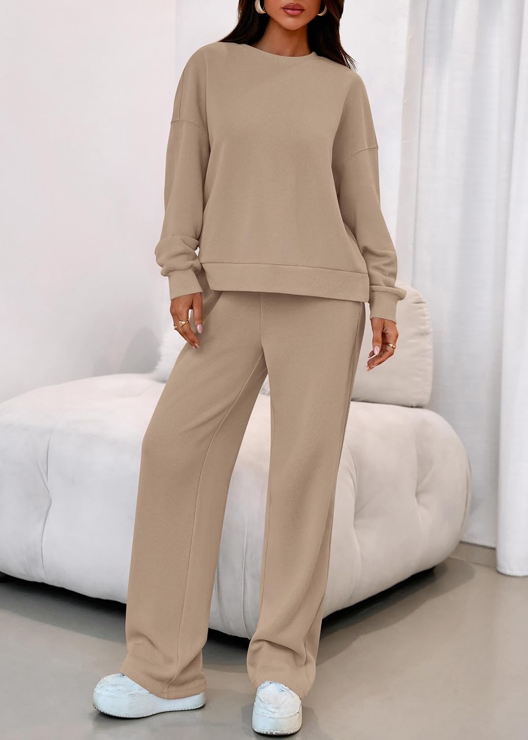 KIRUNDO Spring Fall Sweatsuits Women 2 Piece Outfit Lounge Sets 2026 Matching Airport Travel Sweatshirt Sweatpants Tracksuit - Image 7