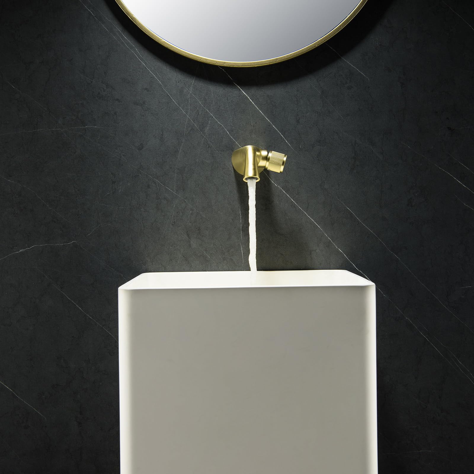 Grifos de baño, Grifo de Lavabo de baño montado en la Pared, Grifo de Lavabo Moderno de una Sola manija, Grifo Mezclador de Lavabo de latón, Agua fría y Caliente